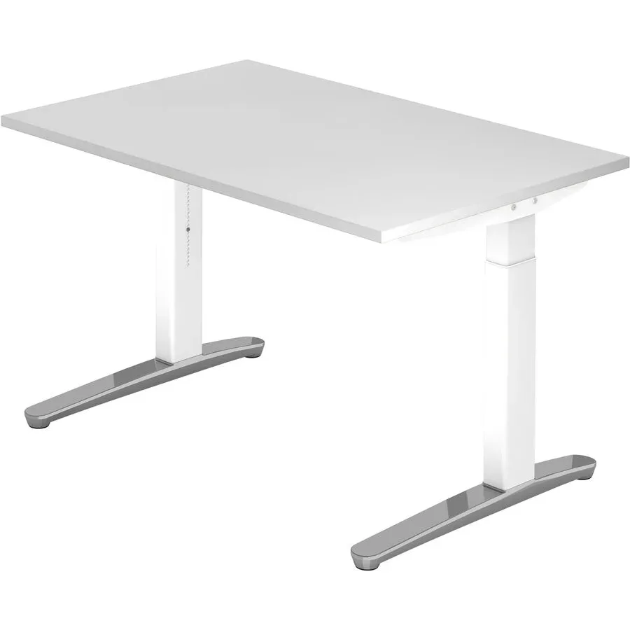 Schreibtisch Office Weiss Holz 120 cm Höhenverstellbar (manuell) - Material: Holzwerkstoff - Schreibtisch
