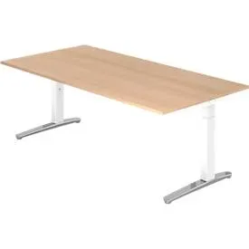 Schreibtisch Office Braun Holz 200 cm - Farbe: eiche - Material: Holzwerkstoff - Schreibtisch