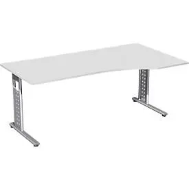 Schreibtisch ALICANTE, C-Fuss, Freiform, Ansatz rechts, B 1800 x T 800/1000 x H 680-820 mm,