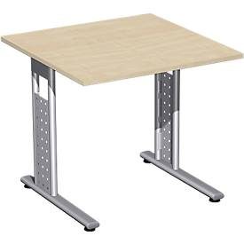 Schreibtisch ALICANTE, C-Fuss, Rechteck, B 800 x T 800 x H 680-820 mm, Ahorn-Dekor