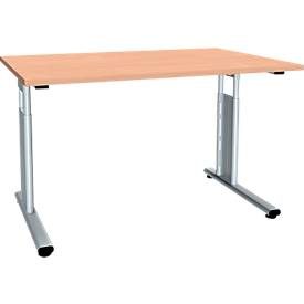Schreibtisch ALICANTE, C-Fuss, Rechteck, B 1200 x T 800 x H 680-820 mm, Buche-Dekor