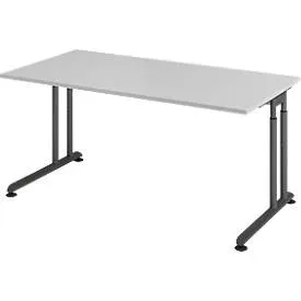 Schreibtisch Office Grau Holz 160 cm Höhenverstellbar (manuell) - Material: Holzwerkstoff - Schreibtisch
