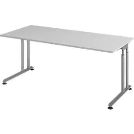 Schreibtisch Office Grau Holz 180 cm Höhenverstellbar (manuell) - Material: Holzwerkstoff - Schreibtisch