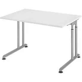 Schreibtisch Office Weiss Holz 120 cm Höhenverstellbar (manuell) - Material: Holzwerkstoff - Schreibtisch
