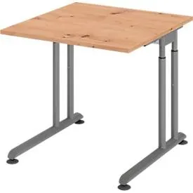 Schreibtisch Office Braun Holz 80 cm Höhenverstellbar (manuell) - Farbe: Asteiche - Material: Holzwerkstoff - Schreibtisch