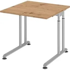 Schreibtisch Office Braun Holz 80 cm Höhenverstellbar (manuell) - Farbe: Asteiche - Material: Holzwerkstoff - Schreibtisch