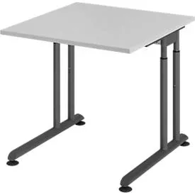 Schreibtisch Office Grau Holz 80 cm Höhenverstellbar (manuell) - Material: Holzwerkstoff - Schreibtisch