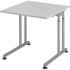 Schreibtisch Office Grau Holz 80 cm Höhenverstellbar (manuell) - Material: Holzwerkstoff - Schreibtisch