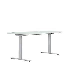 Schreibtisch ERGO DRIVE ED 470, elektrisch höhenverstellbar, Rechteck, T-Fuss, B 1600 x T 800 x H 692-1147 mm, lichtgrau
