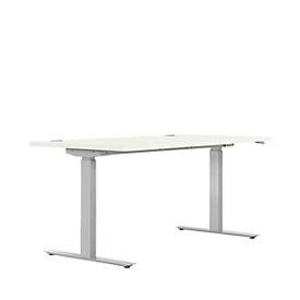 Schreibtisch ERGO DRIVE ED 470, elektrisch höhenverstellbar, Rechteck, T-Fuss, B 1600 x T 800 x H 692-1147 mm, weiss/lichtgrau