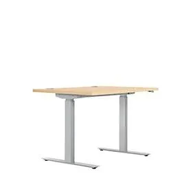 Schreibtisch ERGO DRIVE ED 470, elektrisch höhenverstellbar, Rechteck, T-Fuss, B 1200 x T 800 x H 692-1147 mm, Ahorn/weissaluminium RAL 9006