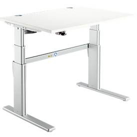 Schreibtisch Komfort, elektrisch höhenverstellbar, Rechteck, C-Fuss, B 1200 x T 800 x H 655-1305 mm, weiss/weissaluminium RAL 9006