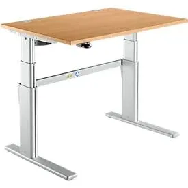 Schreibtisch Komfort, elektrisch höhenverstellbar, Rechteck, C-Fuss, B 1200 x T 800 x H 655-1305 mm, Buche/weissaluminium RAL 9006
