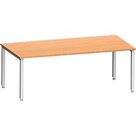 Schreibtisch MODENA FLEX, Rechteck, 4-Fuss Quadratrohr, B 2000 x T 1000 x H 720-820 mm, Buche/weissaluminium