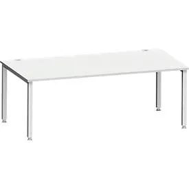 Schreibtisch MODENA FLEX, Rechteck, 4-Fuss Quadratrohr, B 2000 x T 1000 x H 720-820 mm, lichtgrau/weissaluminium