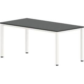 Schreibtisch NEVADA, 4-Fuss, Rechteck, Quadratrohr, B 1600 x T 800 x H 740 mm, dunkelgrau/weiss
