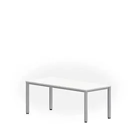 Schreibtisch NEVADA, 4-Fuss, Rechteck, Quadratrohr, B 1800 x T 800 x H 740 mm, weiss/alusilber