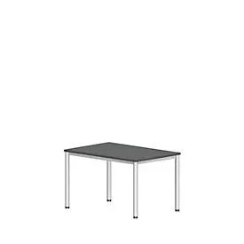 Schreibtisch NEVADA, 4-Fuss, Rechteck, Rundrohr, B 1200 x T 800 x H 740 mm, dunkelgrau/weiss