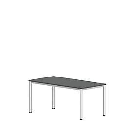 Schreibtisch NEVADA, 4-Fuss, Rechteck, Rundrohr, B 1600 x T 800 x H 740 mm, dunkelgrau/weiss
