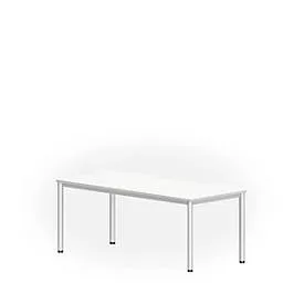 Schreibtisch NEVADA, 4-Fuss, Rechteck, Rundrohr, B 1800 x T 800 x H 740 mm, weiss/alusilber