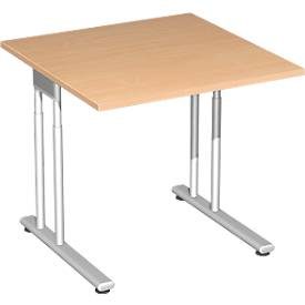 Schreibtisch PALENQUE, C-Fuss, Rechteck, B 800 x T 800 x H 680-820 mm, Buche