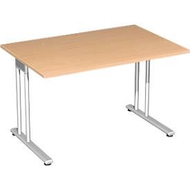 Schreibtisch PALENQUE, C-Fuss, Rechteck, B 1200 x T 800 x H 680-820 mm, Buche