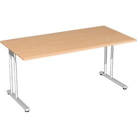 Schreibtisch PALENQUE, C-Fuss, Rechteck, B 1600 x T 800 x H 680-820 mm, Buche