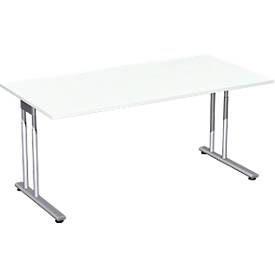 Schreibtisch PALENQUE, C-Fuss, Rechteck, B 1600 x T 800 x H 680-820 mm, weiss