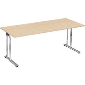 Schreibtisch PALENQUE, C-Fuss, Rechteck, B 1800 x T 800 x H 720 mm, Ahorn