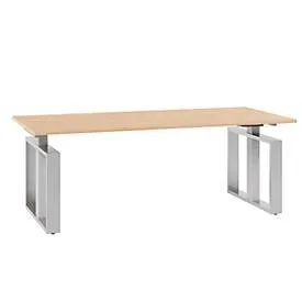 Schreibtisch QUANDOS BOX, Kufengestell, Rechteck, B 2000 x T 900 x H 720 - 820 mm, Kirsche Romana