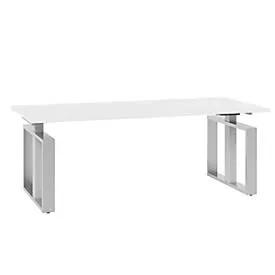 Schreibtisch QUANDOS BOX, Kufengestell, Rechteck, B 2000 x T 900 x H 720 - 820 mm, weiss
