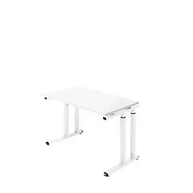 Schreibtisch Set Up, Rechteck, C-Fuss, B 1300 x T 650 x H 685-820 mm, weiss/weiss