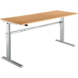 Schreibtisch Standard, elektrisch höhenverstellbar, Rechteck, C-Fuss, B 1800 x T 800 x H 725-1185 mm, Buche/weissaluminium RAL 9006
