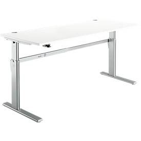Schreibtisch Standard, elektrisch höhenverstellbar, Rechteck, C-Fuss, B 1800 x T 800 x H 725-1185 mm, weiss/weissaluminium RAL 9006