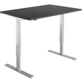 Schreibtisch Start Off, elektrisch höhenverstellbar, Rechteck, T-Fuss, B 1200 x T 800 x H 755-1255 mm, graphit/weissalu