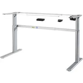 Schreibtischgestell Standard, für Tischbreiten 1200-1800 mm, elektrisch höhenverstellbar, H 725-1185 mm, C-Fuss, weissaluminium