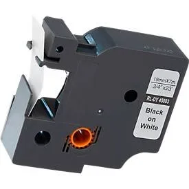 Schriftband kompatibel zu Dymo® Beschriftungsband D1/45803, selbstklebend, weiss/schwarz, Kunststoff, L 7 m x B 19 mm