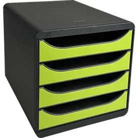 Exacompta Schubladenbox Big-Box Polystyren Grün, Schwarz 27,8 x 34,7 x 26,7 cm