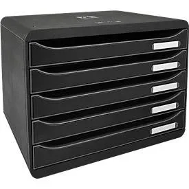 Exacompta - Schubladenbox Big Box Plus Horizon, Querformat, 5 offene Schubladen, Office, A4, Schwarz