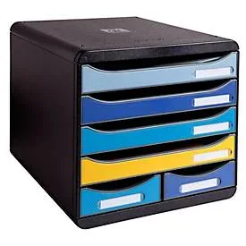 EXACOMPTA Schubladenbox BeeBlue A4+ 3124202D Big Box Maxi, 6 Schubladen