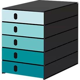 STYRO Schubladenbox styroval öko 14-8000.9aq schwarz/aqua 5 Schubladen