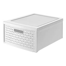 Schubladenbox Rotho COUNTRY, Volumen 19,2 l, 1 herausnehmbares Schubfach, stapelbar, L 450 x B 340 x H 200 mm, Polypropylen, weiss