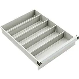 Schubladeneinsatz Treston, 4 x Längsteiler 375 mm, für Schubladen 45 mit Höhe 150 & 200 mm, Stahl, hellgrau