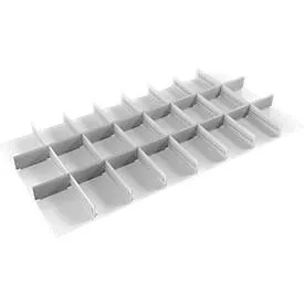 Schubladeneinsatz Treston, 7 Unterteiler & 16 Mittelplatten, B 1300 mm, für Serie 130 mit H 1000 mm