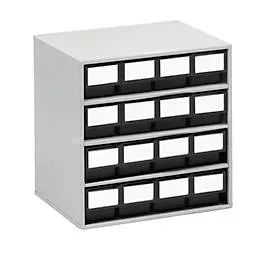 TRESTON ESD-Schubladenmagazin, beständig gegen Öle, Säuren und Lösungsmittel, HxBxT 395 x 400 x 300 mm, 16 Schubladen