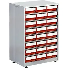 Schubladenregal, mit 24 Schubladen, rot