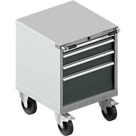 Schubladenschrank mit Rollen WSK 27-27, 4 Schübe, bis 200 kg, B 564 x T 572 x H 770 mm, weissaluminium/anthrazitgrau
