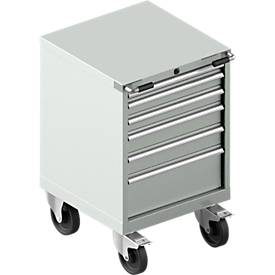 Schubladenschrank mit Rollen WSK 27-27, 6 Schübe, bis 75 kg, B 564 x T 572 x H 870 mm, lichtgrau/lichtgrau