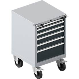 Schubladenschrank mit Rollen WSK 27-27, 6 Schübe, bis 75 kg, B 564 x T 572 x H 870 mm, weissaluminium/anthrazitgrau