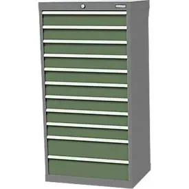 Schubladenschrank Bedrunka+Hirth, 11 Schübe, abschliessbar, bis 1200 kg, B 680 x T 500 x H 1319 mm, Stahlblech